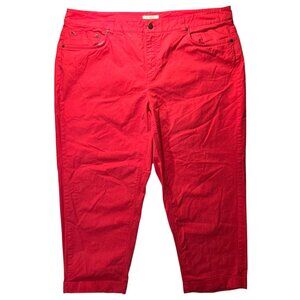 Jones New York Red Cropped 5-Pocket Stretch Casual Pants Women's Plus Size 18W